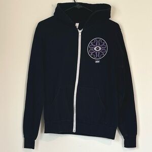 AEW Black Zip Up Hoodie with Purple Eye Design - Size: Small